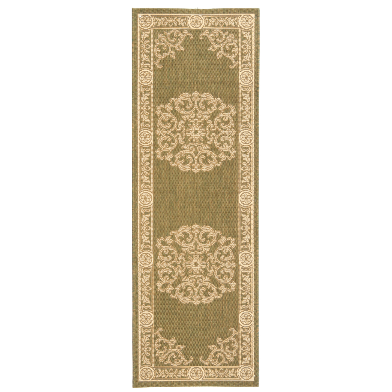 SAFAVIEH Outdoor CY2914-1E06 Courtyard Olive / Natural Rug - 6' 7 X 9' 6