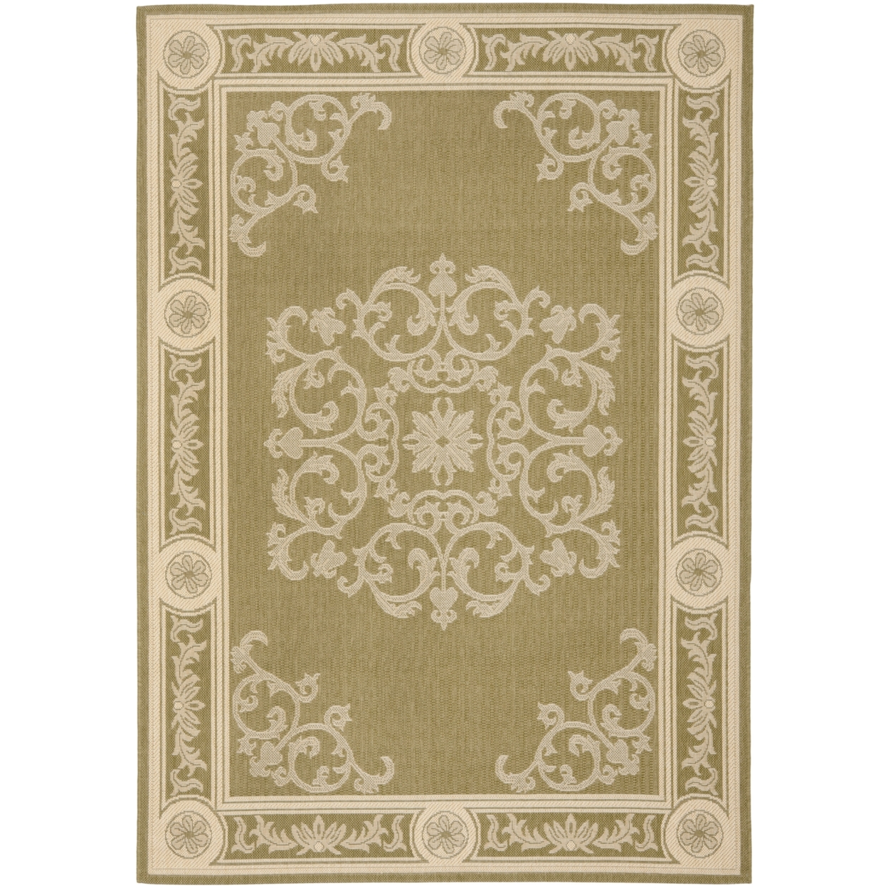 SAFAVIEH Outdoor CY2914-1E06 Courtyard Olive / Natural Rug - 4' X 5' 7