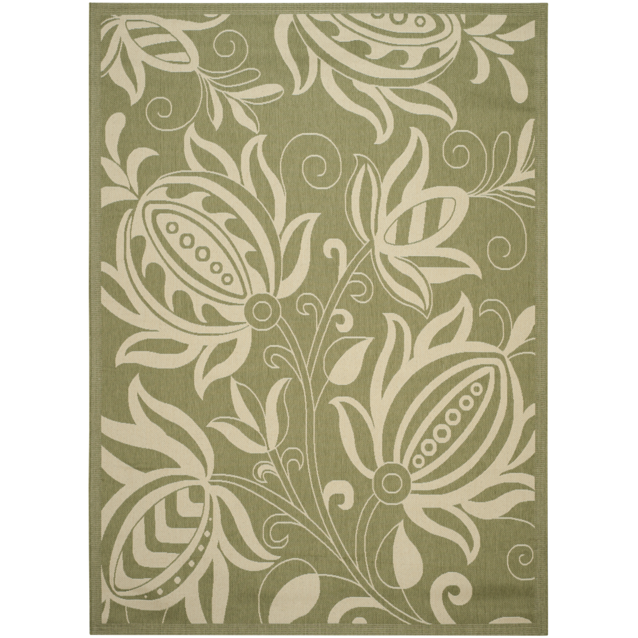 SAFAVIEH Outdoor CY2961-1E06 Courtyard Olive / Natural Rug - 9' X 12'