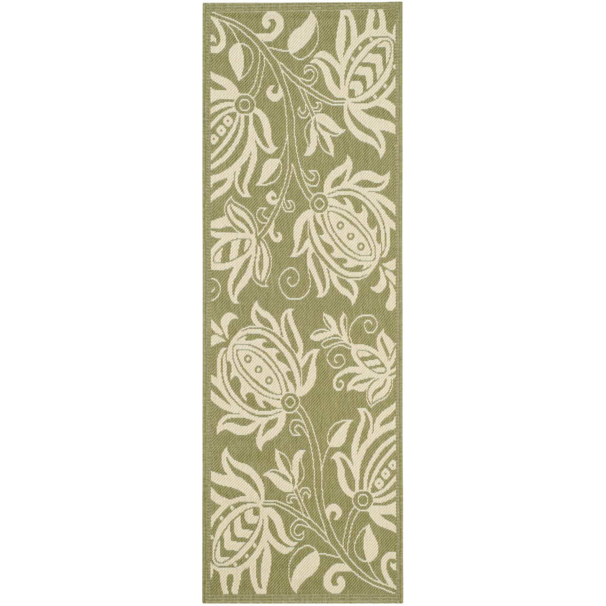 SAFAVIEH Outdoor CY2961-1E06 Courtyard Olive / Natural Rug - 2' 3 X 10'