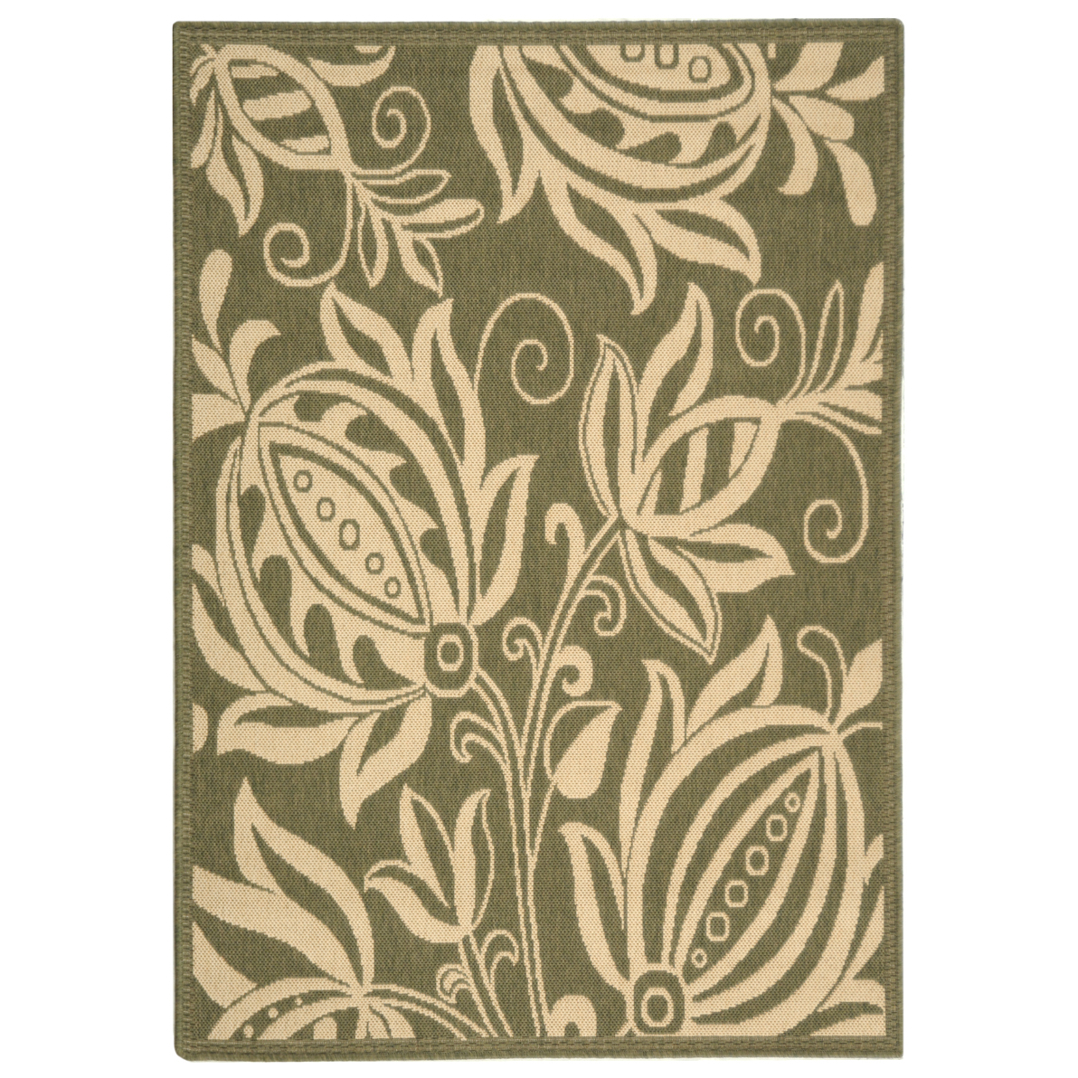 SAFAVIEH Outdoor CY2961-1E06 Courtyard Olive / Natural Rug - 4' X 5' 7