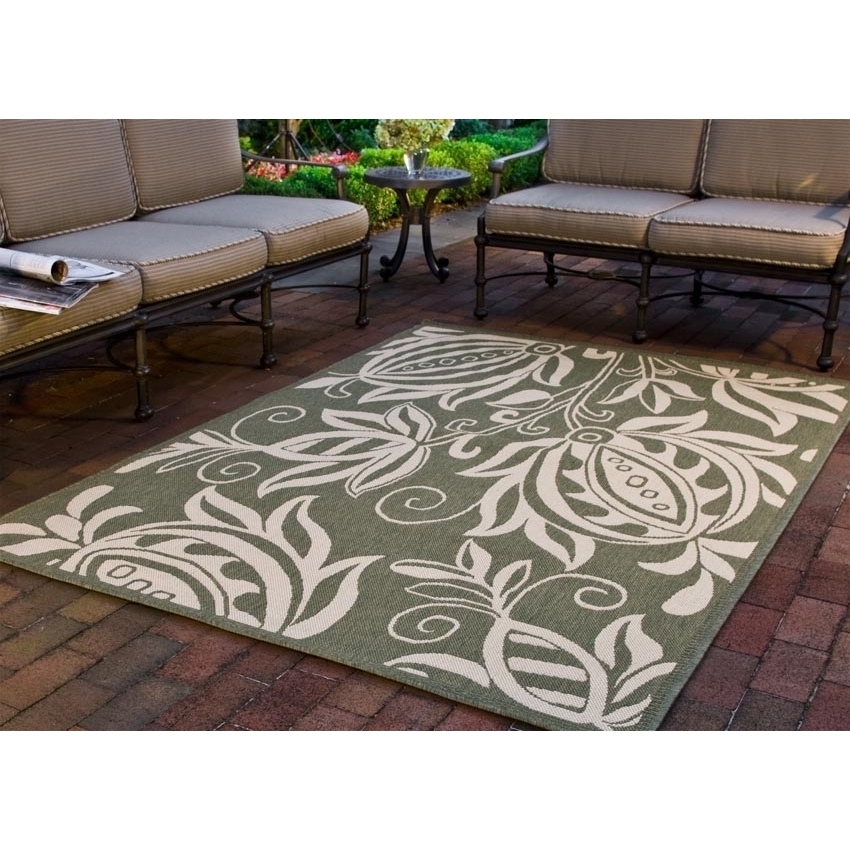 SAFAVIEH Outdoor CY2961-1E06 Courtyard Olive / Natural Rug - 5' 3 X 7' 7