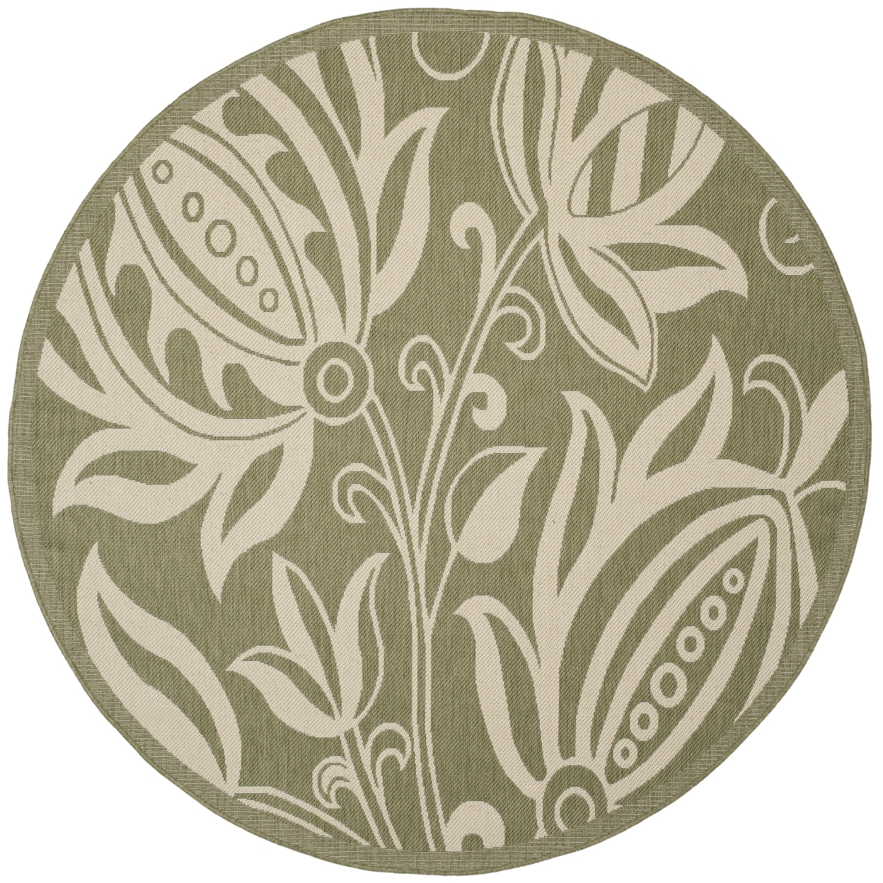 SAFAVIEH Outdoor CY2961-1E06 Courtyard Olive / Natural Rug - 7' 10 Round