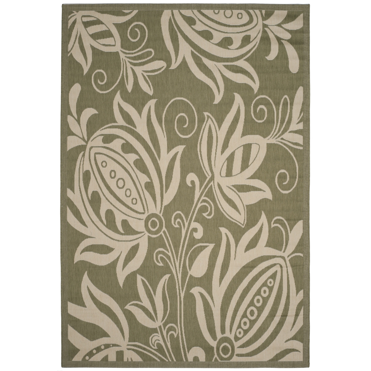 SAFAVIEH Outdoor CY2961-1E06 Courtyard Olive / Natural Rug - 6' 7 X 9' 6
