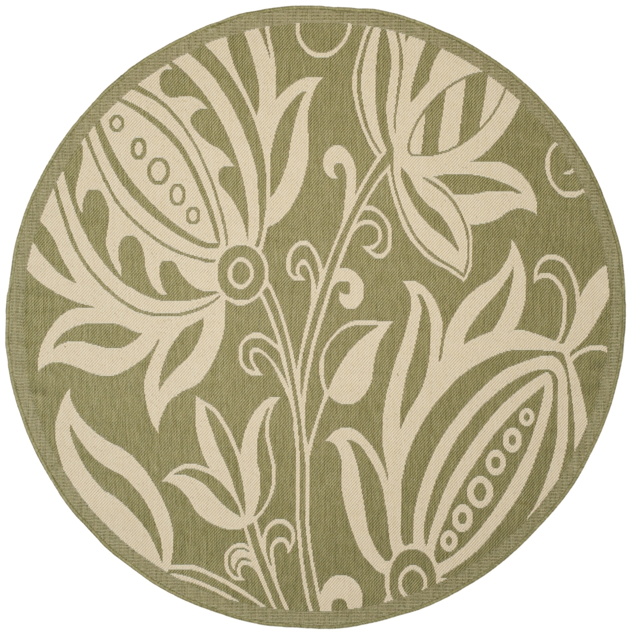 SAFAVIEH Outdoor CY2961-1E06 Courtyard Olive / Natural Rug - 6' 7 Round