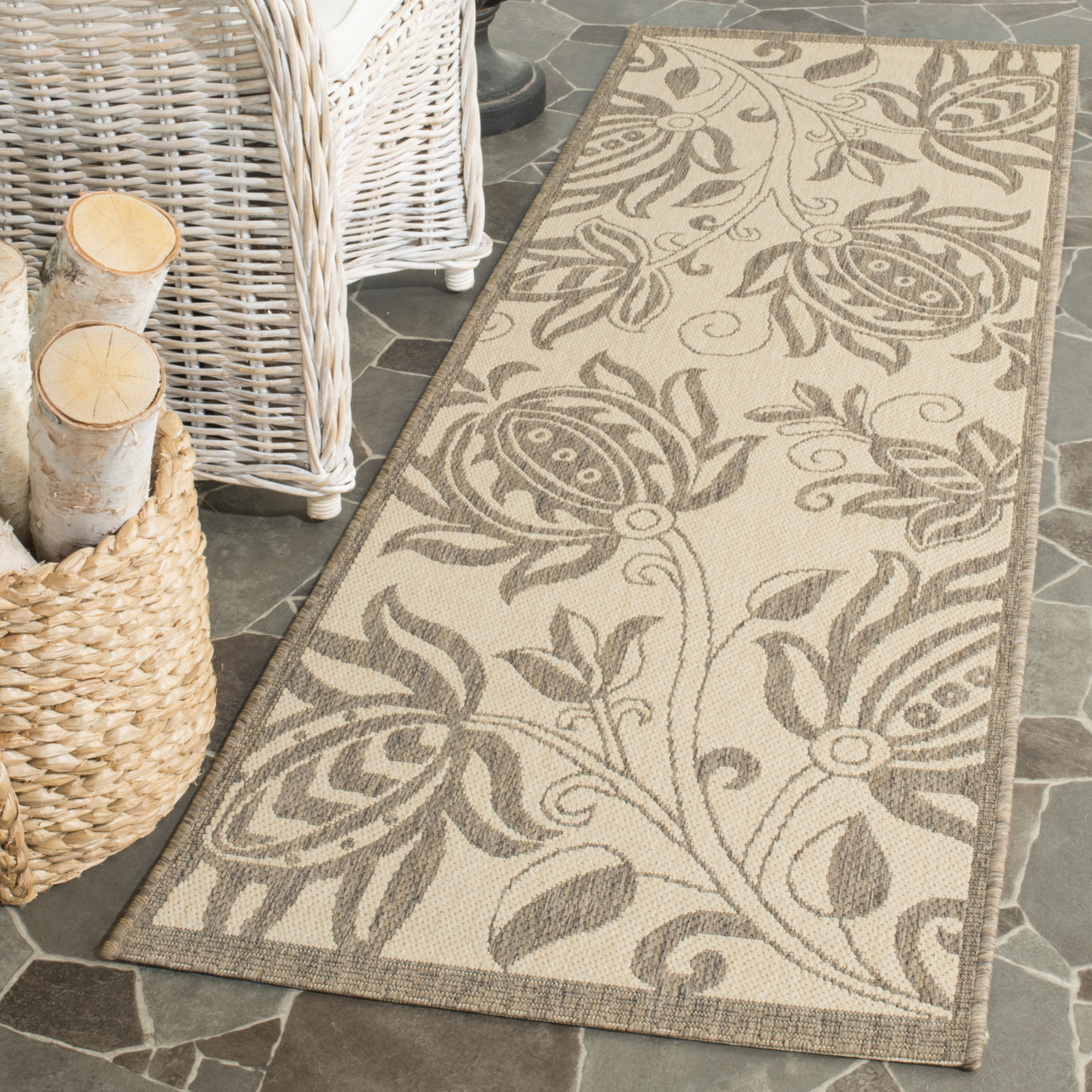 SAFAVIEH Outdoor CY2961-3001 Courtyard Natural / Brown Rug - 6' 7 X 9' 6