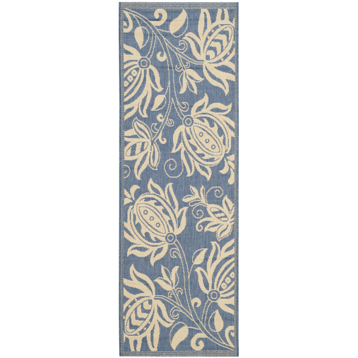 SAFAVIEH Outdoor CY2961-3103 Courtyard Blue / Natural Rug - 6' 7 Square