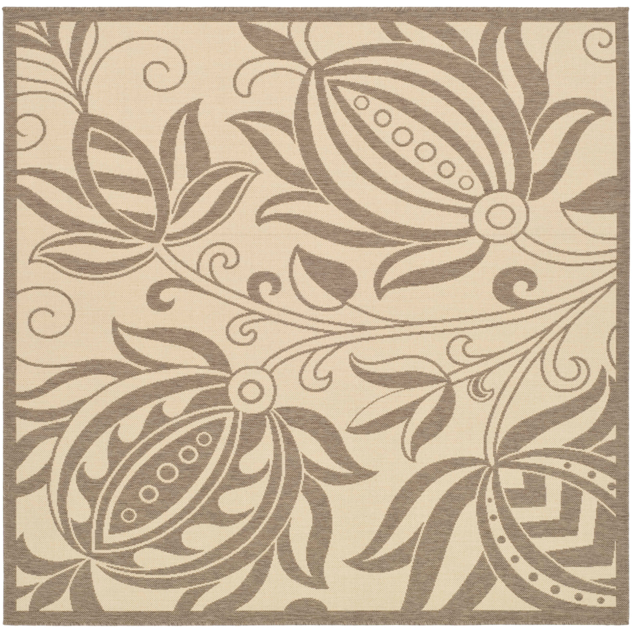 SAFAVIEH Outdoor CY2961-3001 Courtyard Natural / Brown Rug - 6' 7 Square