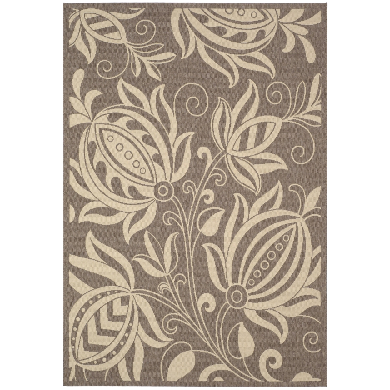 SAFAVIEH Outdoor CY2961-3009 Courtyard Brown / Natural Rug - 6' 7 X 9' 6