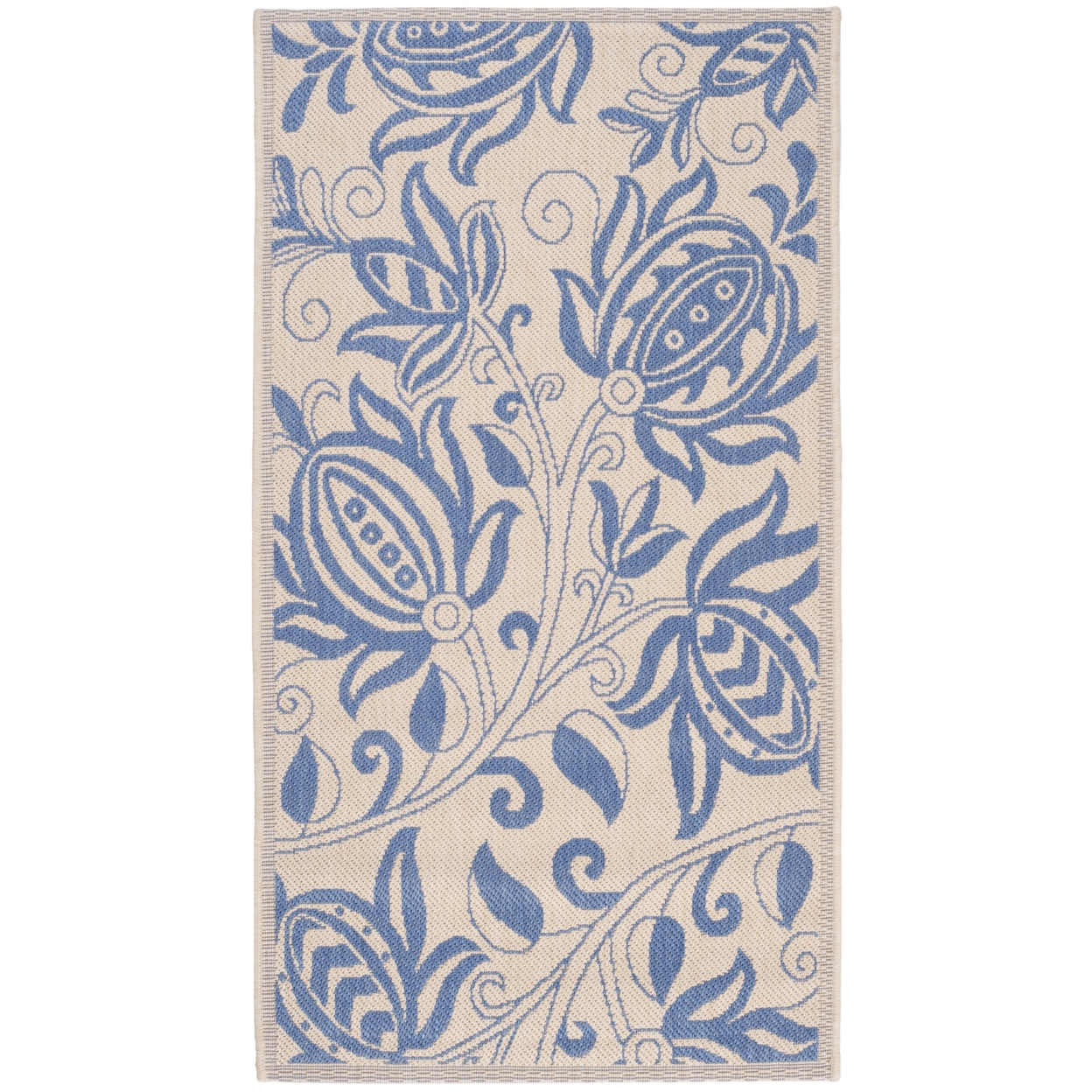 SAFAVIEH Outdoor CY2961-3101 Courtyard Natural / Blue Rug - 7' 10 Square