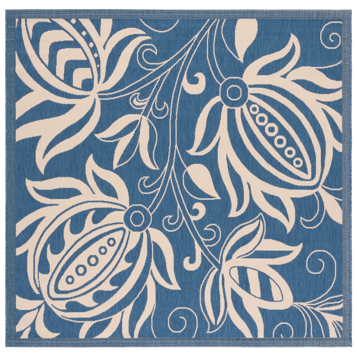 SAFAVIEH Outdoor CY2961-3103 Courtyard Blue / Natural Rug - 6' 7 Square