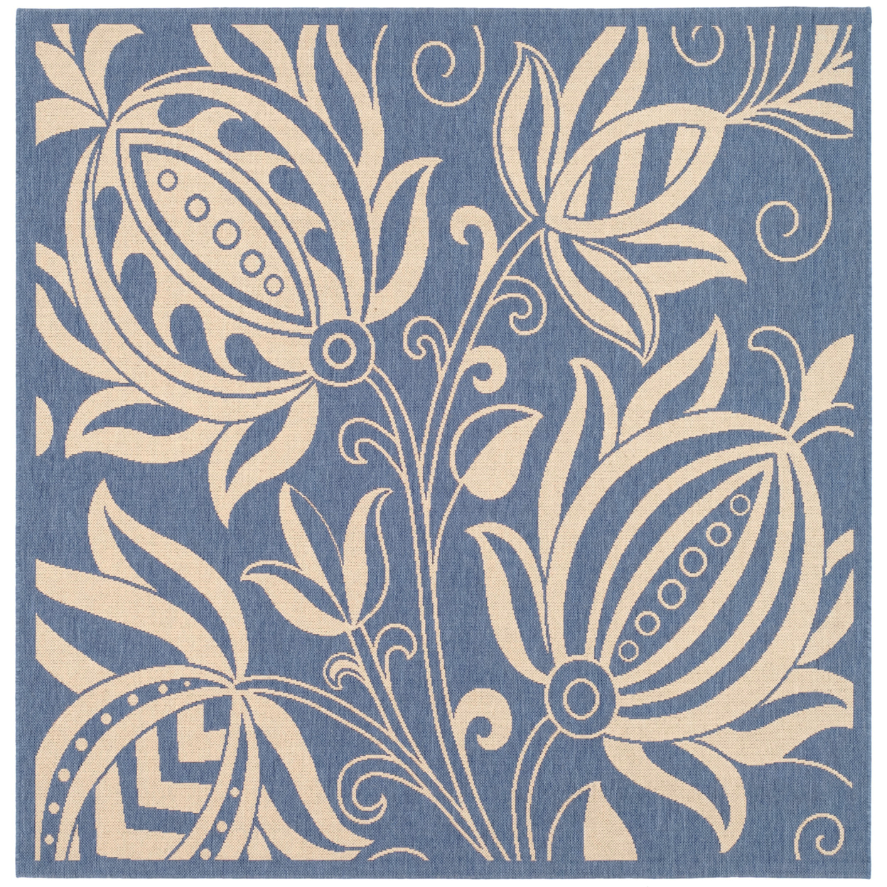 SAFAVIEH Outdoor CY2961-3103 Courtyard Blue / Natural Rug - 7' 10 Square