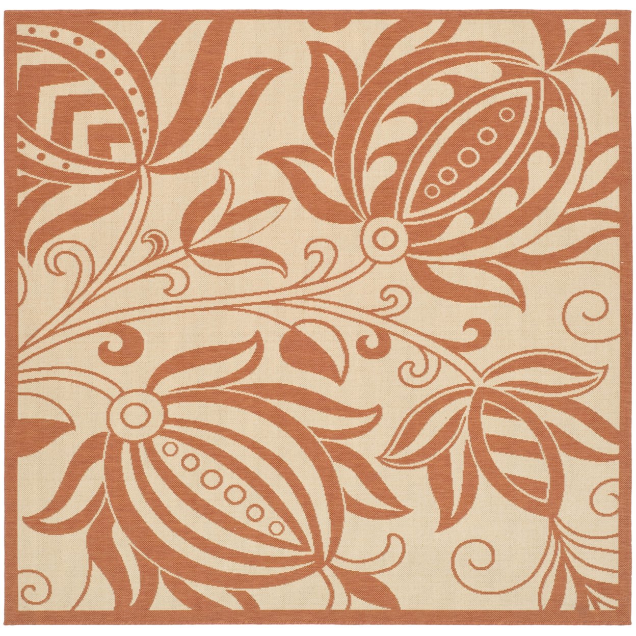 SAFAVIEH Outdoor CY2961-3201 Courtyard Natural / Terra Rug - 6' 7 Square