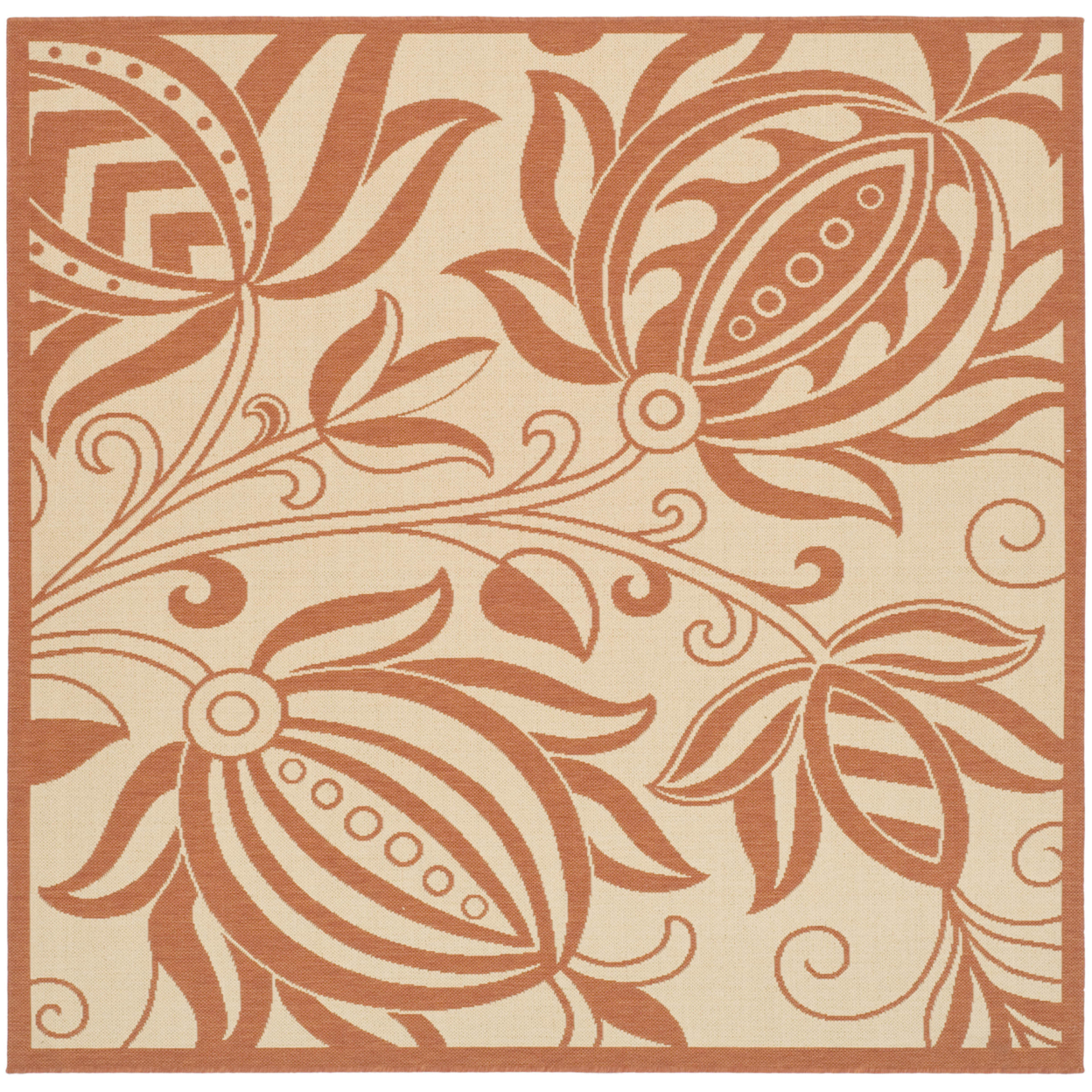 SAFAVIEH Outdoor CY2961-3201 Courtyard Natural / Terra Rug - 7' 10 Square
