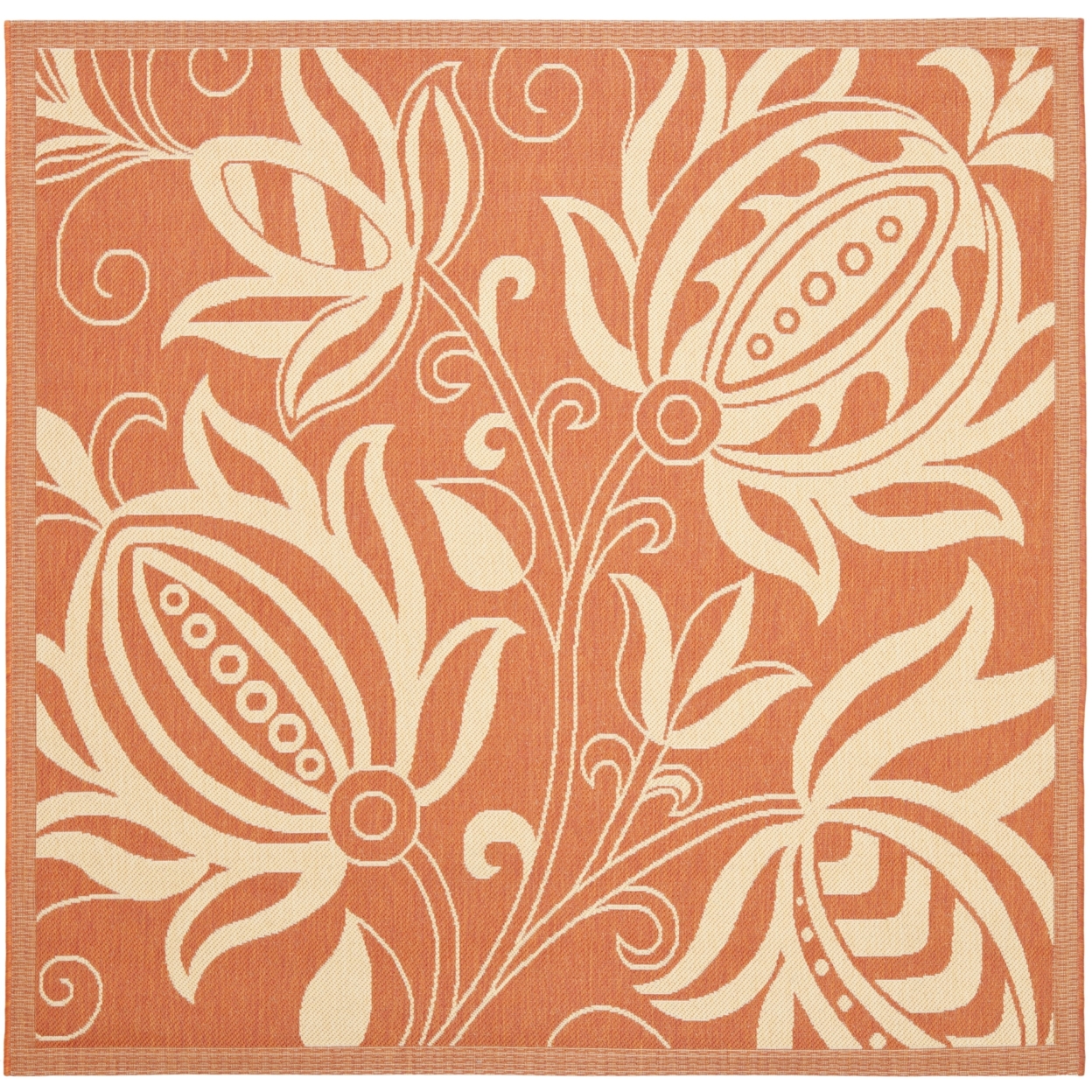 SAFAVIEH Outdoor CY2961-3202 Courtyard Terracotta / Natural Rug - 6' 7 Square
