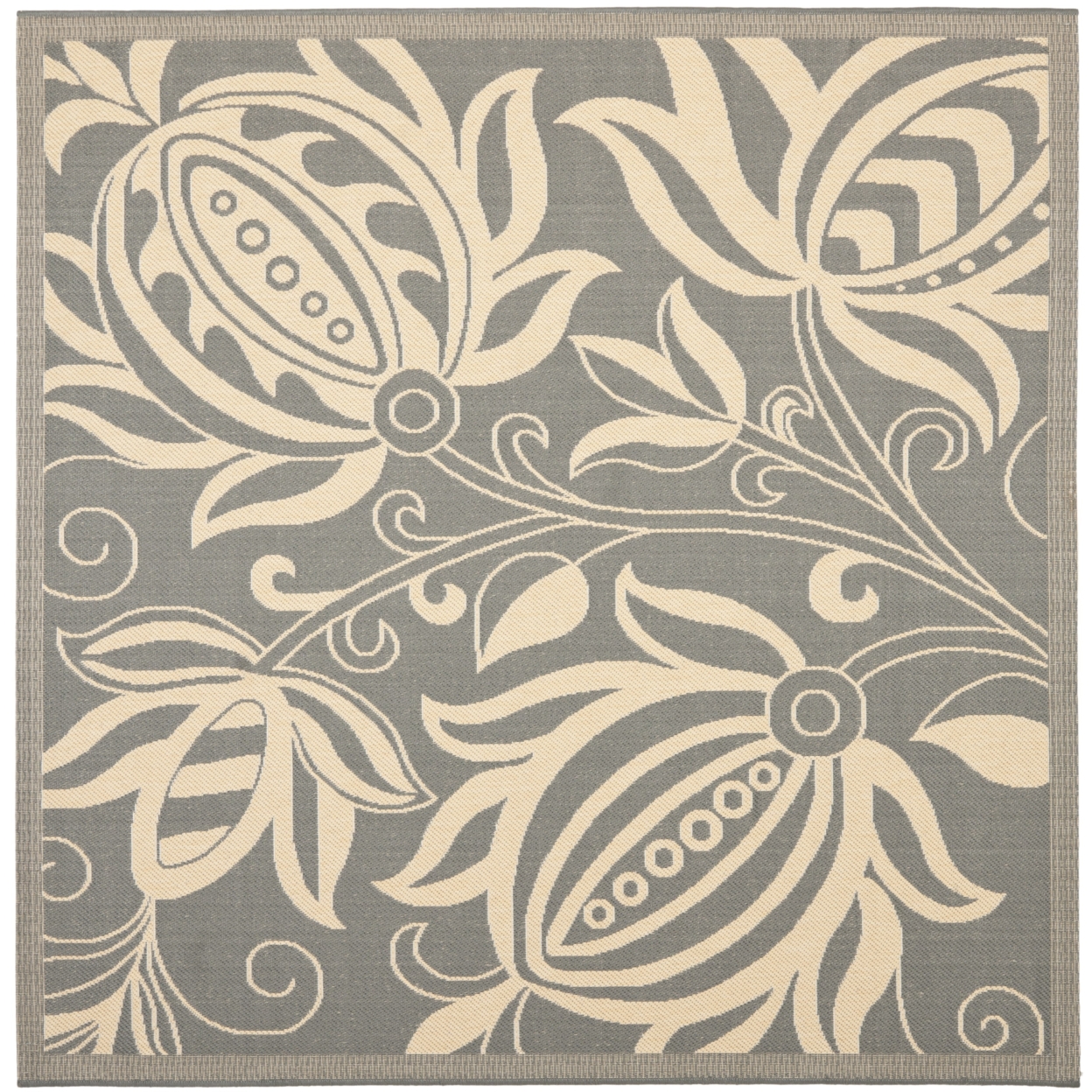 SAFAVIEH Outdoor CY2961-3606 Courtyard Grey / Natural Rug - 6' 7 Square