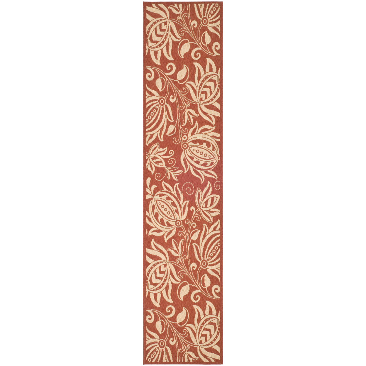 SAFAVIEH Outdoor CY2961-3707 Courtyard Red / Natural Rug - 2' 3 X 10'