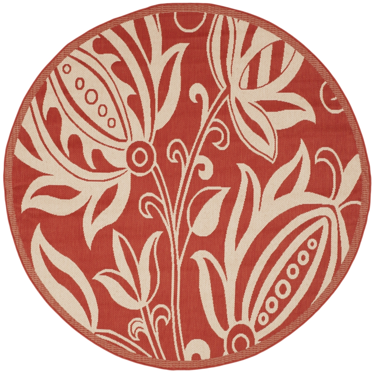 SAFAVIEH Outdoor CY2961-3707 Courtyard Red / Natural Rug - 6' 7 Round