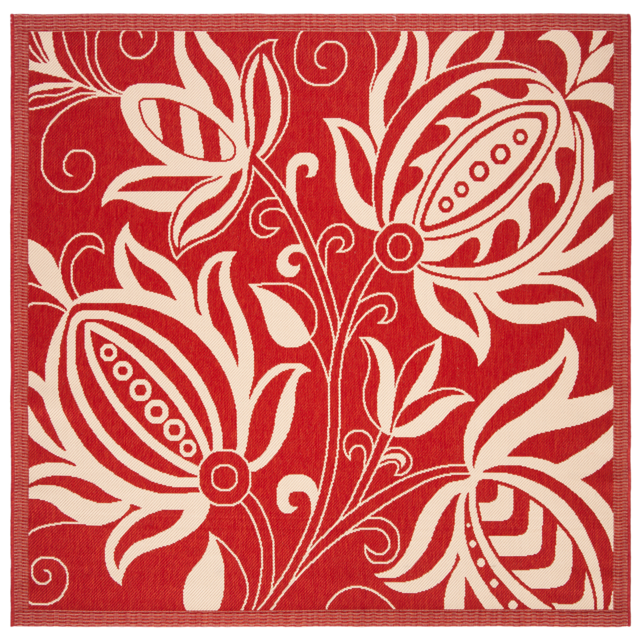 SAFAVIEH Outdoor CY2961-3707 Courtyard Red / Natural Rug - 6' 7 Square