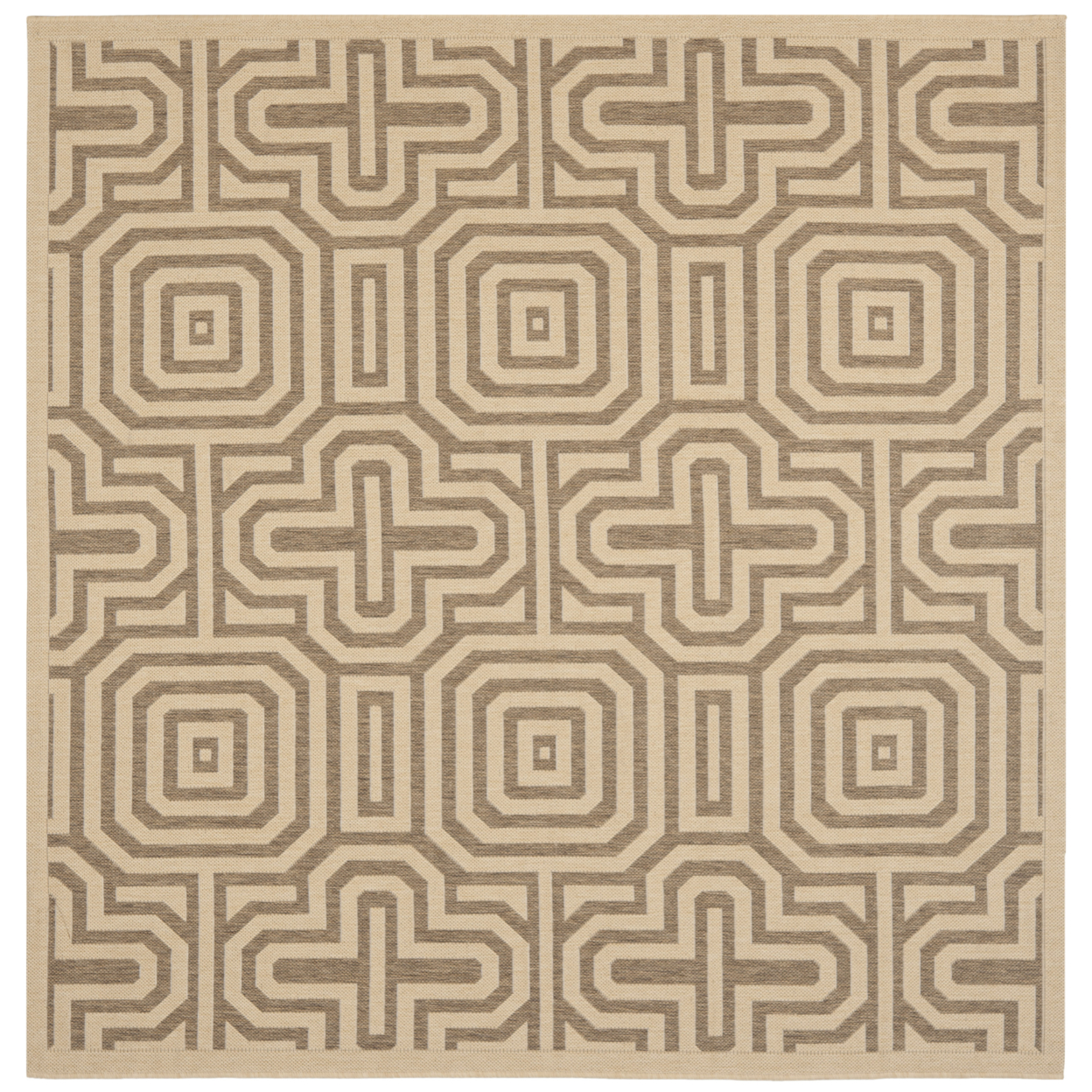 SAFAVIEH Outdoor CY2962-3001 Courtyard Natural / Brown Rug - 6' 7 Square