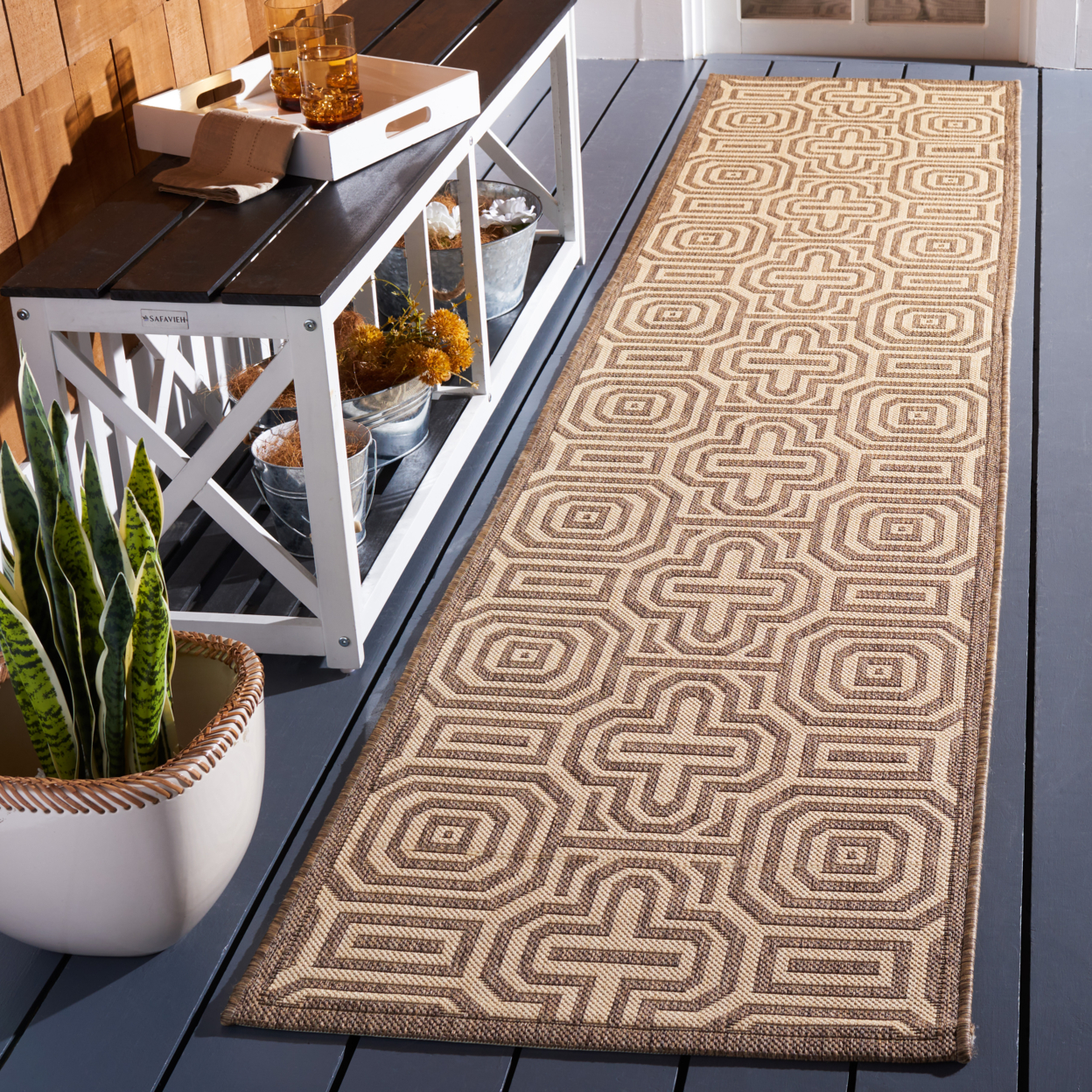 SAFAVIEH Outdoor CY2962-3009 Courtyard Brown / Natural Rug - 4' X 5' 7