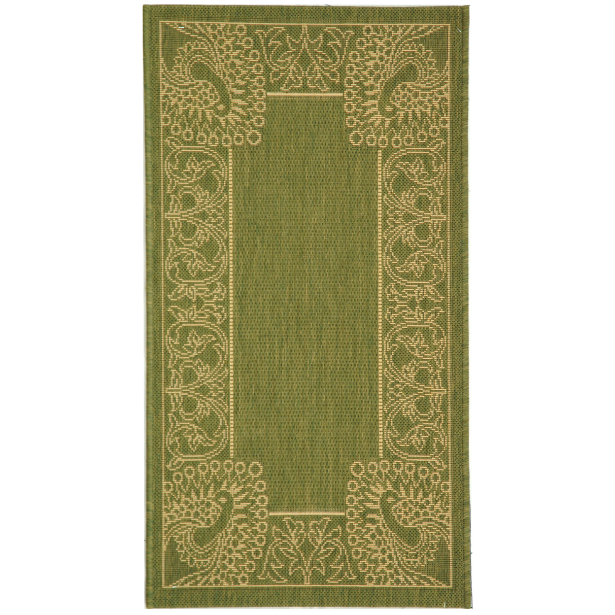 SAFAVIEH Outdoor CY2965-1E06 Courtyard Olive / Natural Rug - 7' 10 Square