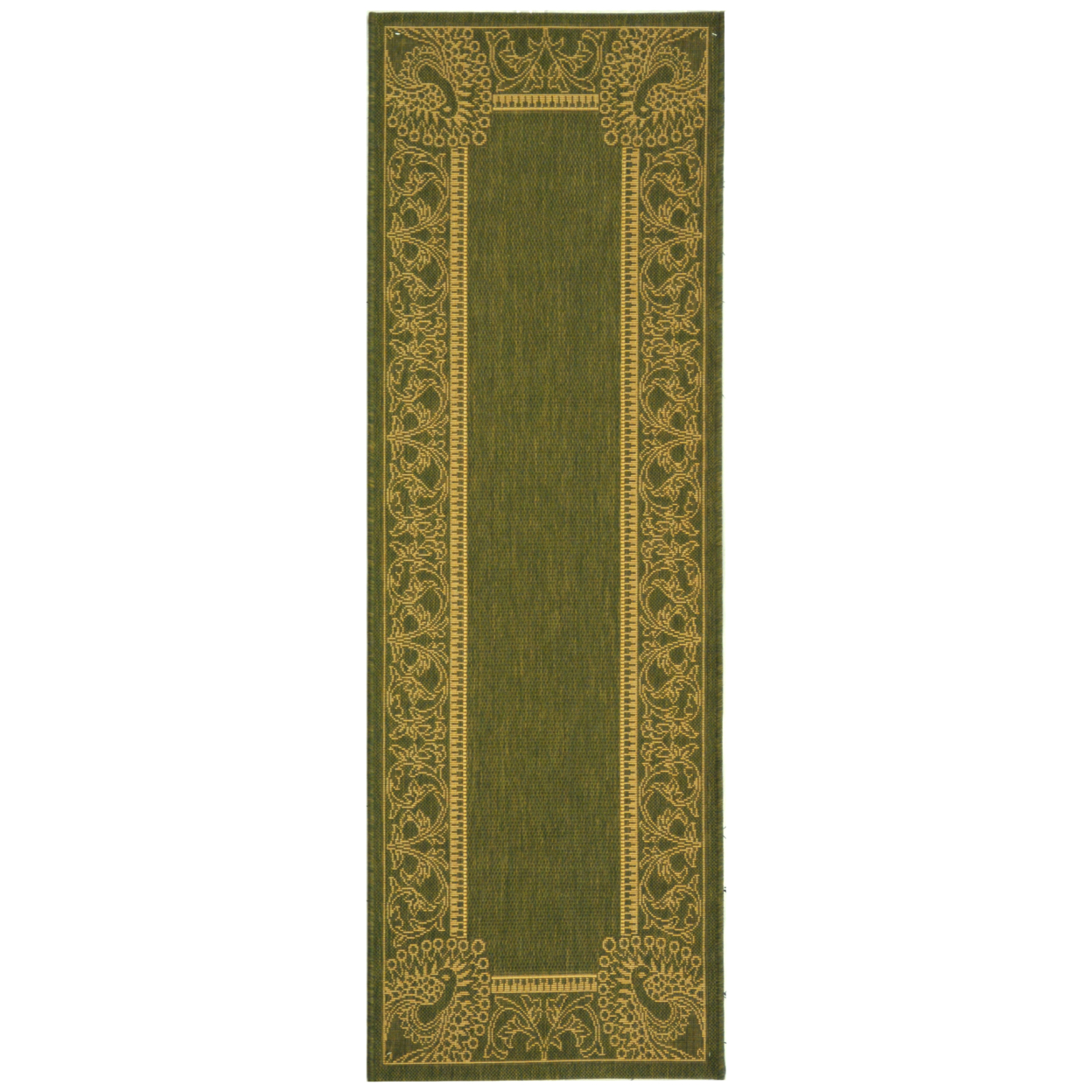 SAFAVIEH Outdoor CY2965-1E06 Courtyard Olive / Natural Rug - 2' 3 X 6' 7