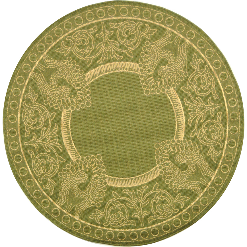 SAFAVIEH Outdoor CY2965-1E06 Courtyard Olive / Natural Rug - 5' 3 Round
