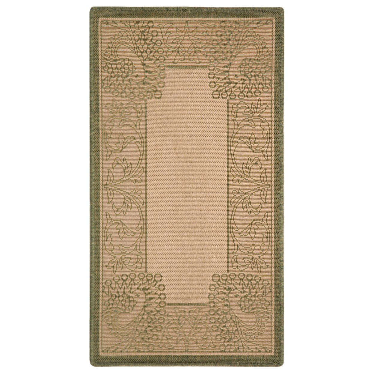 SAFAVIEH Outdoor CY2965-1E01 Courtyard Natural / Olive Rug - 6' 7 Round