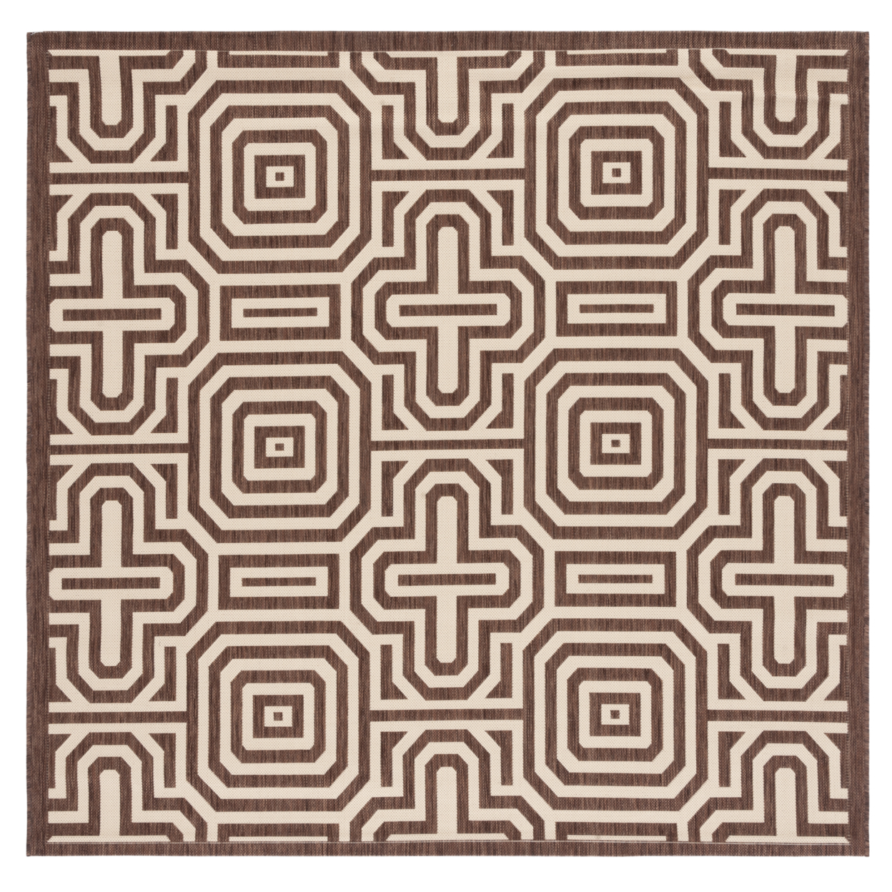 SAFAVIEH Outdoor CY2962-3409 Courtyard Chocolate / Natural Rug - 6' 7 Square