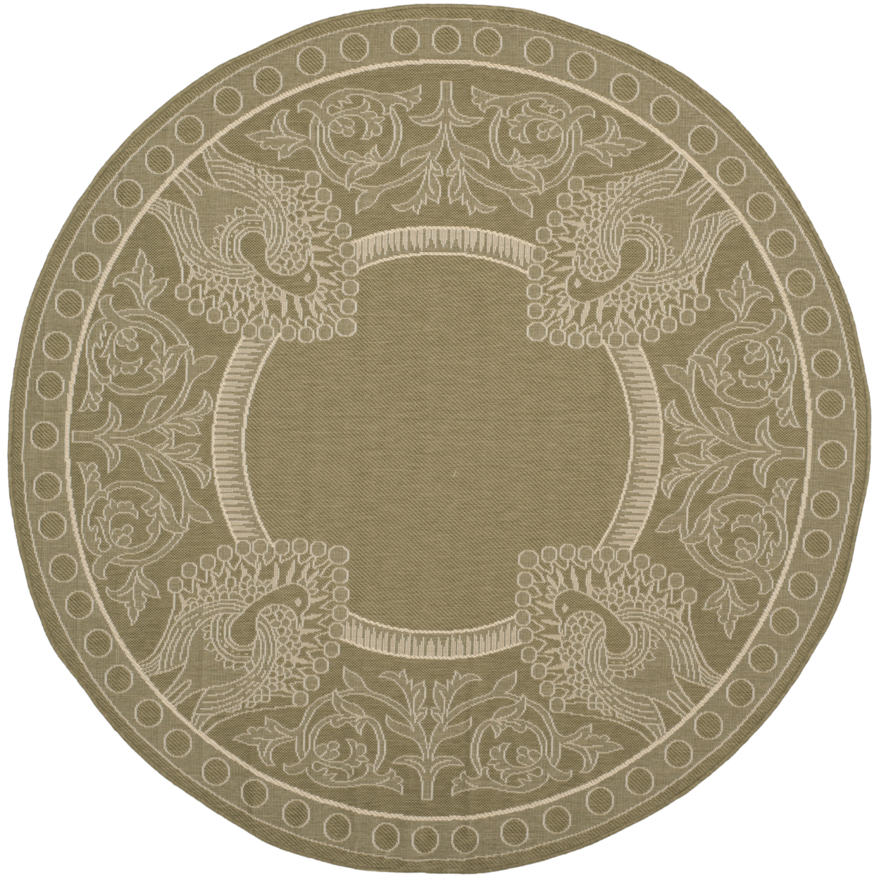SAFAVIEH Outdoor CY2965-1E06 Courtyard Olive / Natural Rug - 6' 7 Round