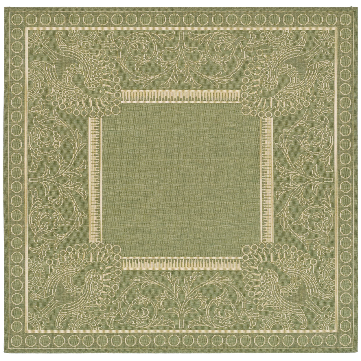 SAFAVIEH Outdoor CY2965-1E06 Courtyard Olive / Natural Rug - 6' 7 Square