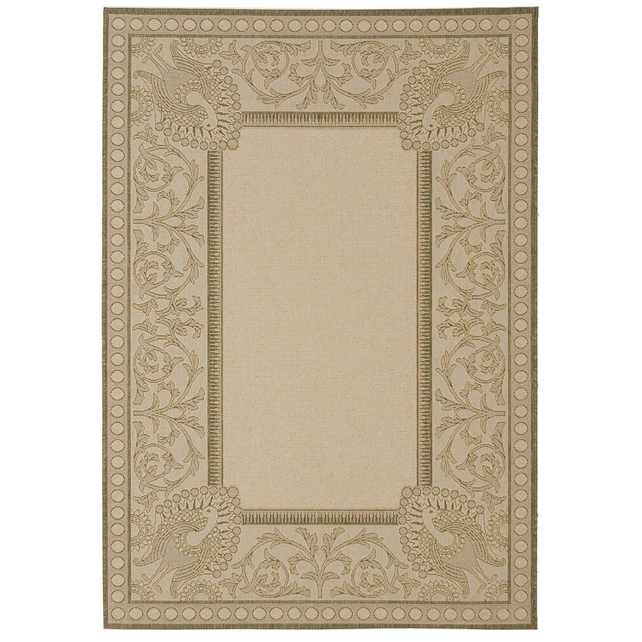 SAFAVIEH Outdoor CY2965-1E01 Courtyard Natural / Olive Rug - 5' 3 X 7' 7
