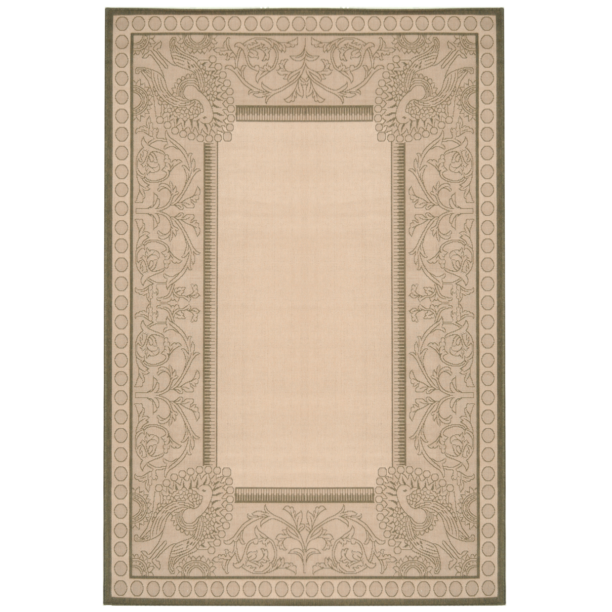 SAFAVIEH Outdoor CY2965-1E01 Courtyard Natural / Olive Rug - 6' 7 X 9' 6