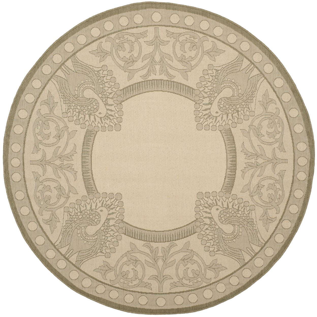 SAFAVIEH Outdoor CY2965-1E01 Courtyard Natural / Olive Rug - 6' 7 Round