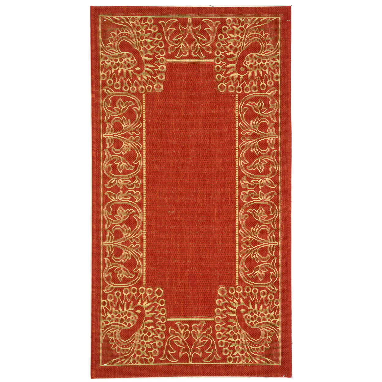 SAFAVIEH Outdoor CY2965-3707 Courtyard Red / Natural Rug - 6' 7 Round