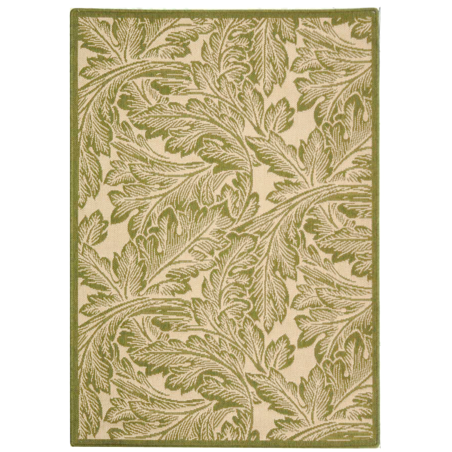 SAFAVIEH Outdoor CY2996-1E01 Courtyard Natural / Olive Rug - 4' X 5' 7