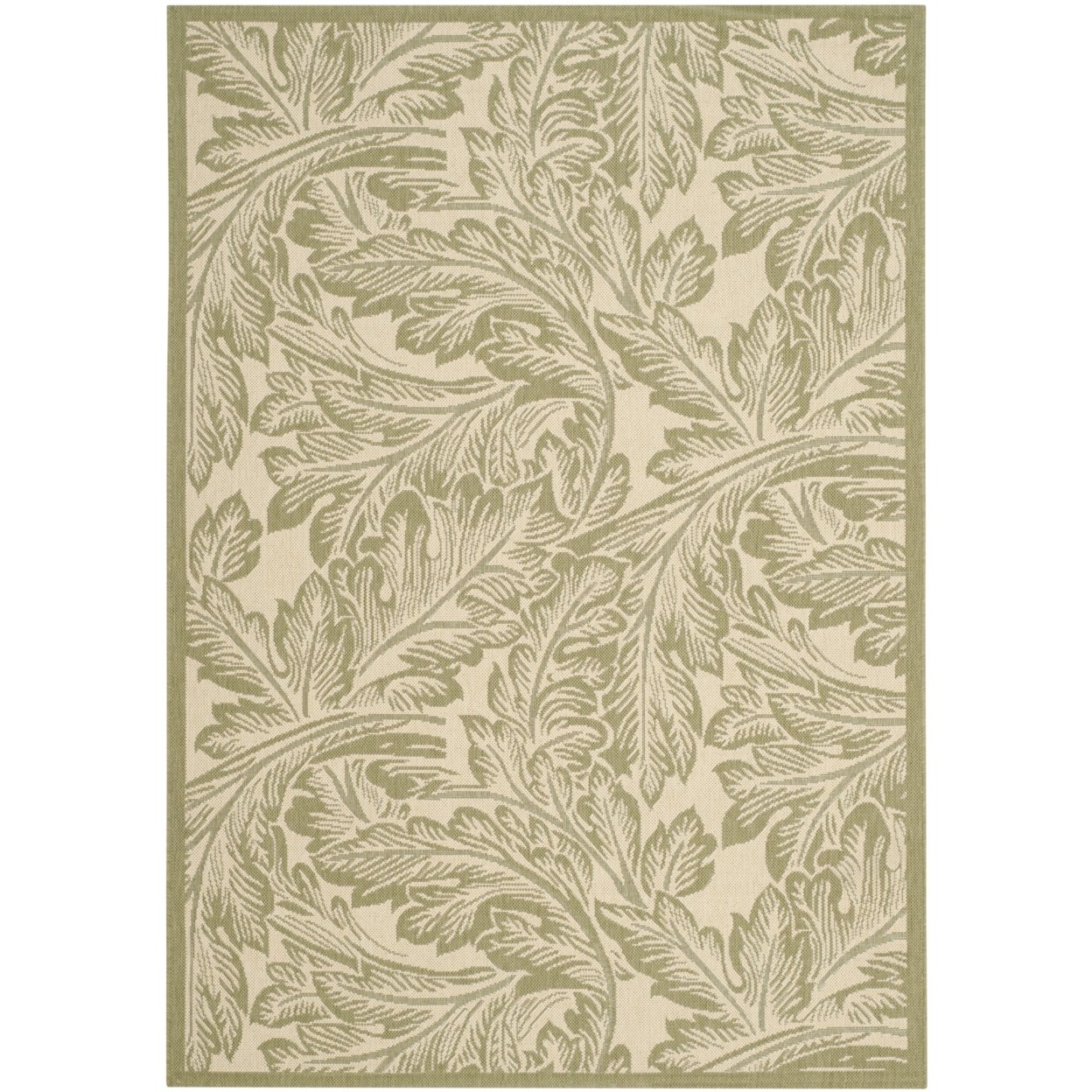 SAFAVIEH Outdoor CY2996-1E01 Courtyard Natural / Olive Rug - 5' 3 X 7' 7
