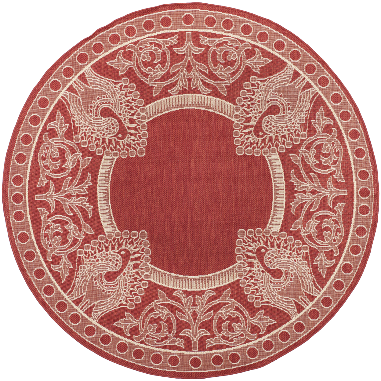 SAFAVIEH Outdoor CY2965-3707 Courtyard Red / Natural Rug - 6' 7 Round