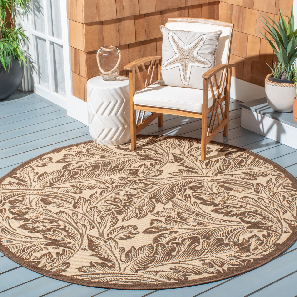 SAFAVIEH Outdoor CY2996-3001 Courtyard Natural / Brown Rug - 5' 3 X 7' 7