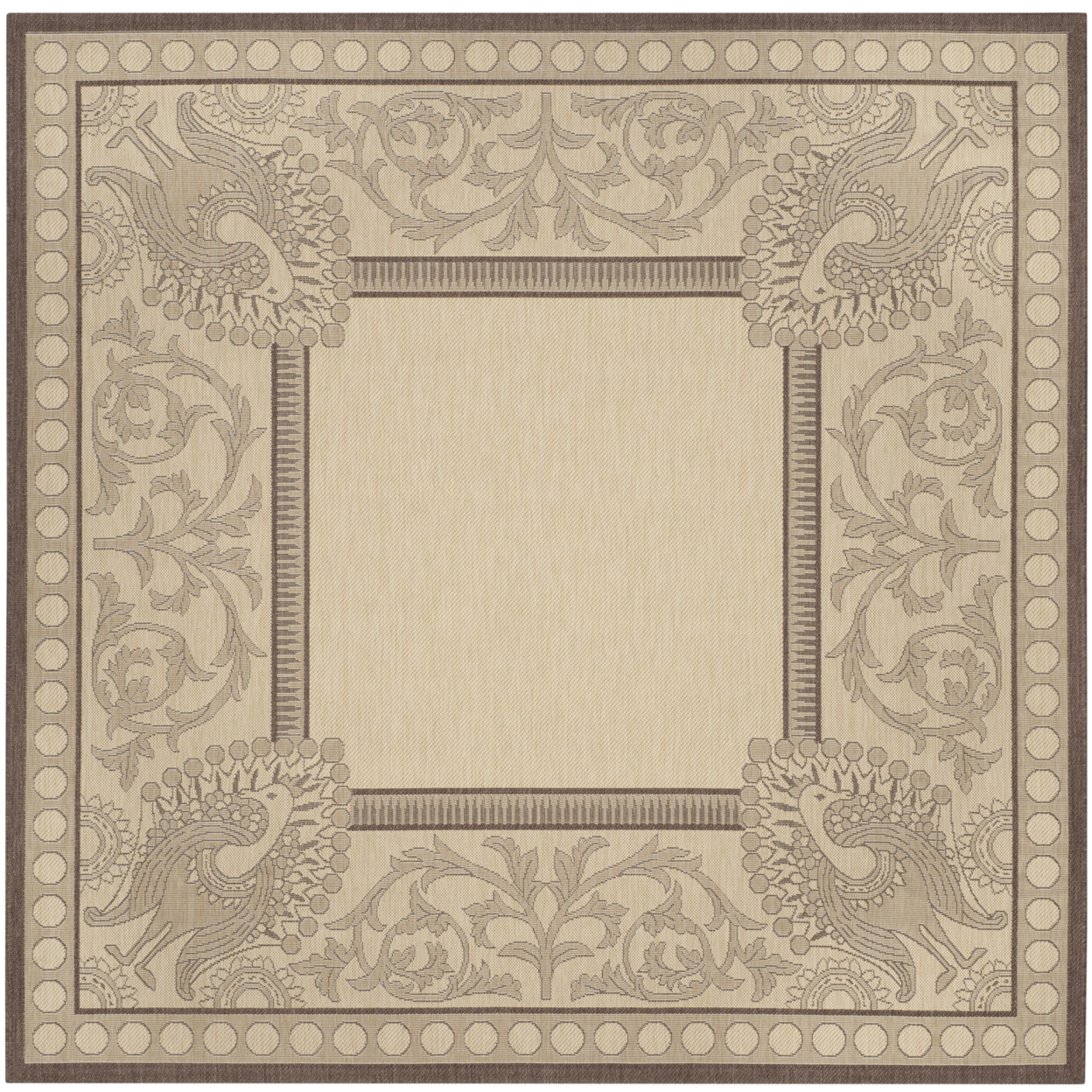SAFAVIEH Outdoor CY2965-3401 Courtyard Natural / Chocolate Rug - 7' 10 Square