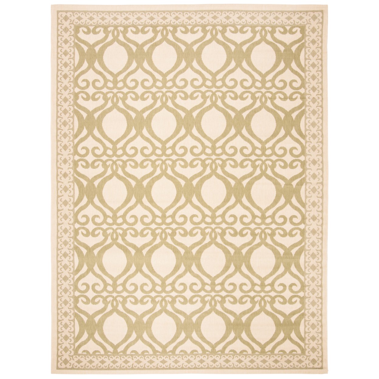 SAFAVIEH Outdoor CY3040-1E01 Courtyard Natural / Olive Rug - 8' X 11'