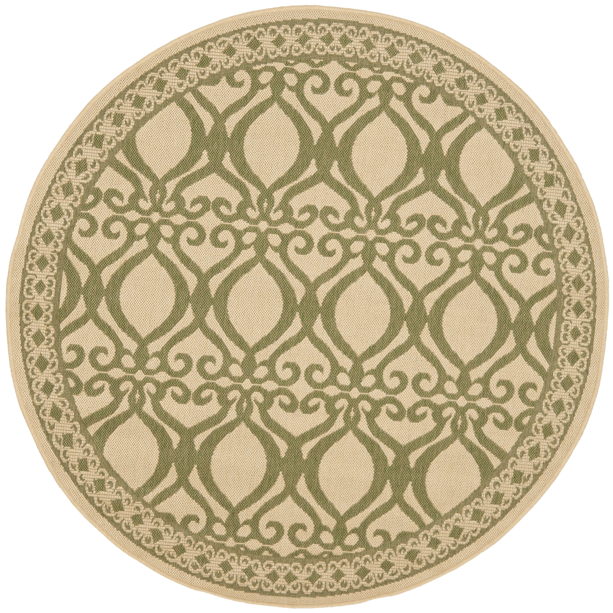 SAFAVIEH Outdoor CY3040-1E01 Courtyard Natural / Olive Rug - 5' 3 Round