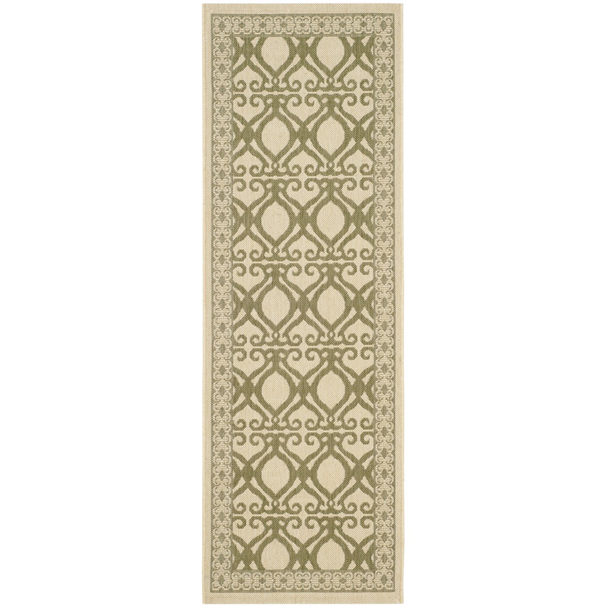SAFAVIEH Outdoor CY3040-1E01 Courtyard Natural / Olive Rug - 2' 3 X 6' 7