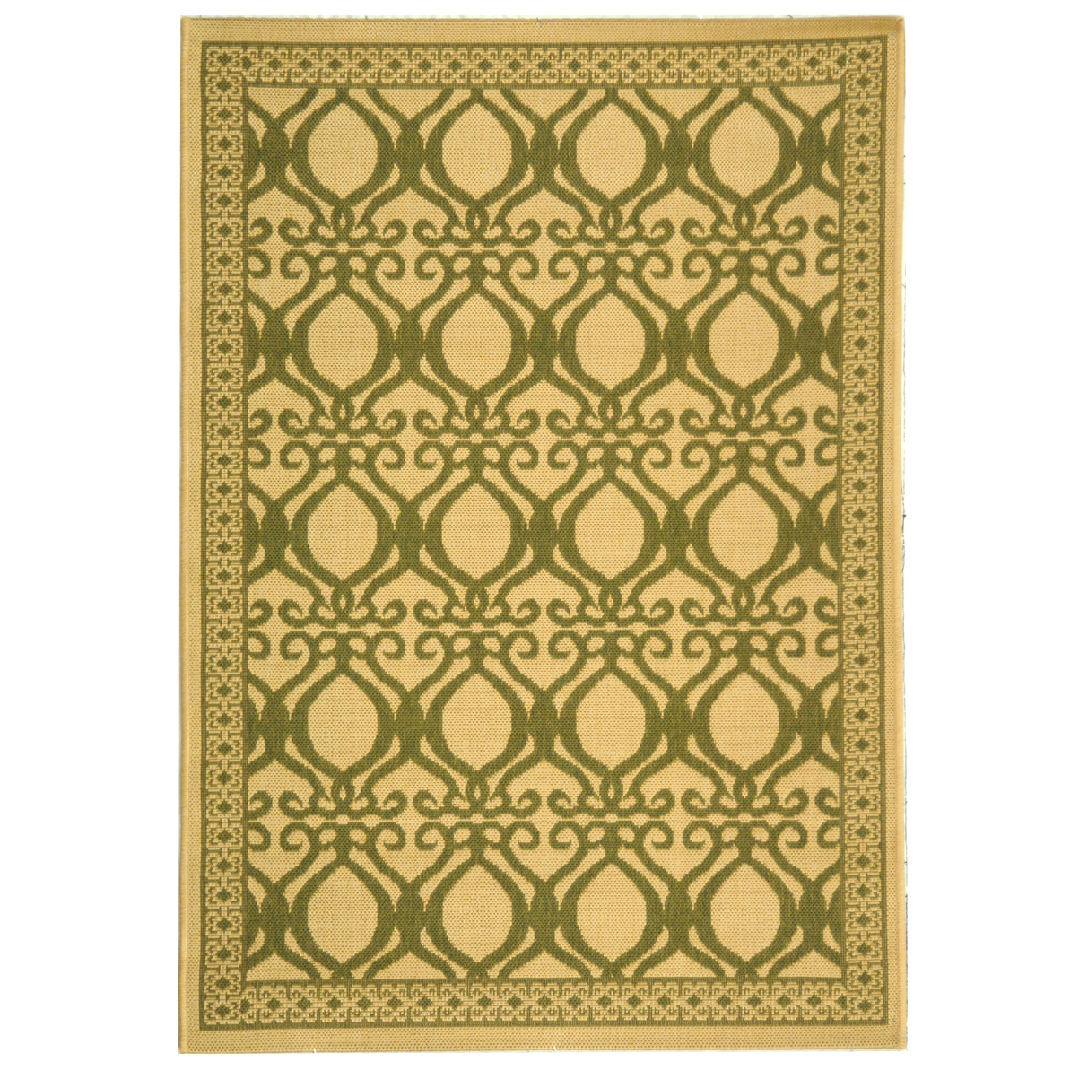 SAFAVIEH Outdoor CY3040-1E01 Courtyard Natural / Olive Rug - 5' 3 X 7' 7