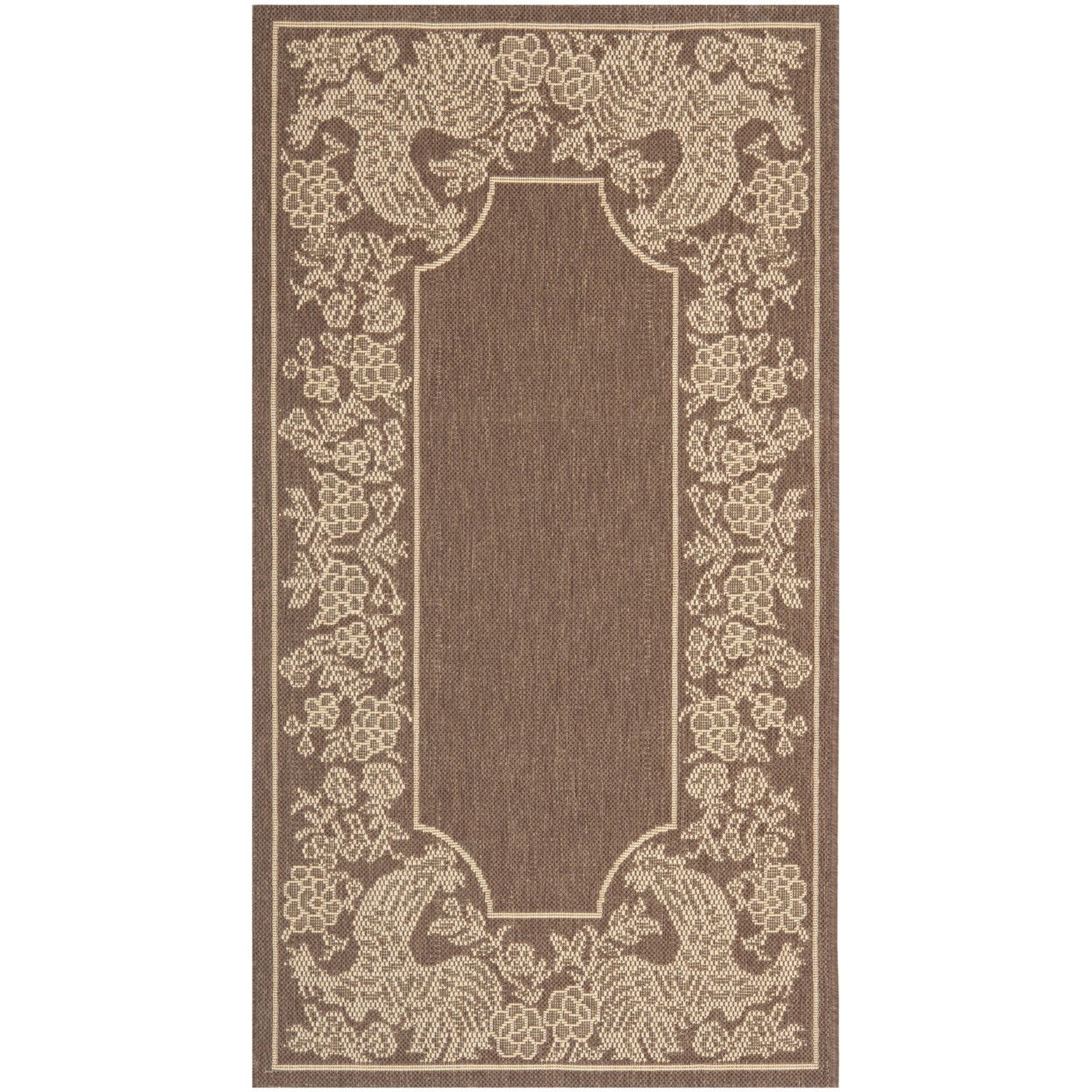 SAFAVIEH Outdoor CY3305-3409 Courtyard Chocolate / Natural Rug - 6' 7 Square