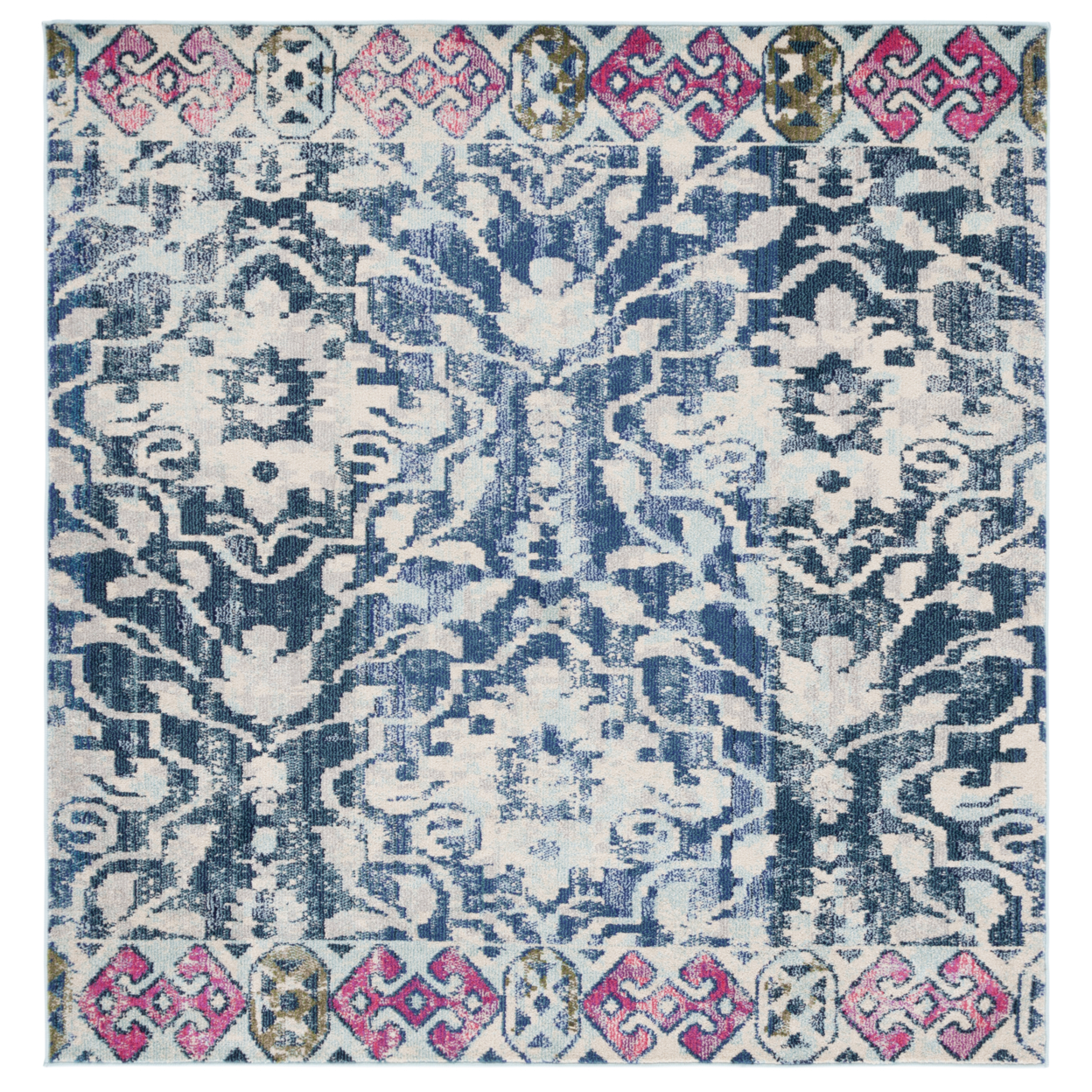 SAFAVIEH Madison Collection MAD444N Navy / Ivory Rug - 6' 7 Square