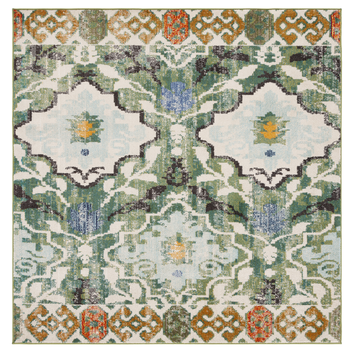 SAFAVIEH Madison Collection MAD445Y Green / Ivory Rug - 6' 7 Square