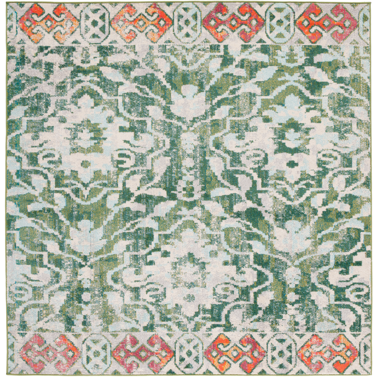 SAFAVIEH Madison Collection MAD444Y Green / Ivory Rug - 6' 7 Square