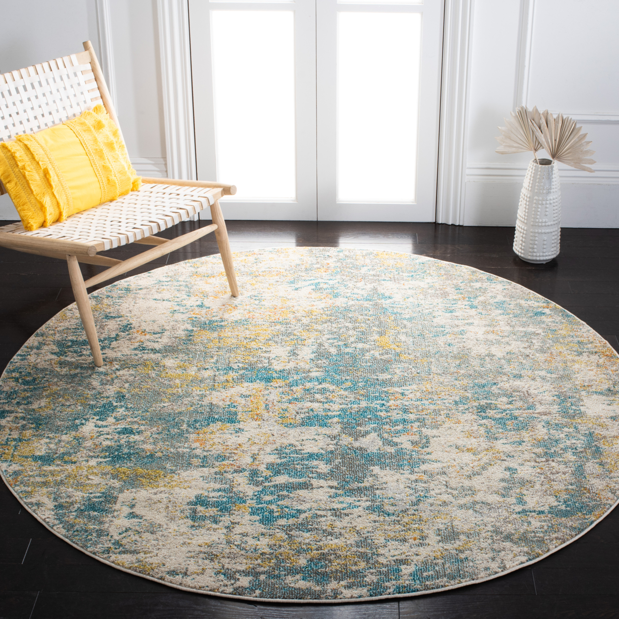 SAFAVIEH Madison Collection MAD453K Teal / Gold Rug - 2' 2 X 10'
